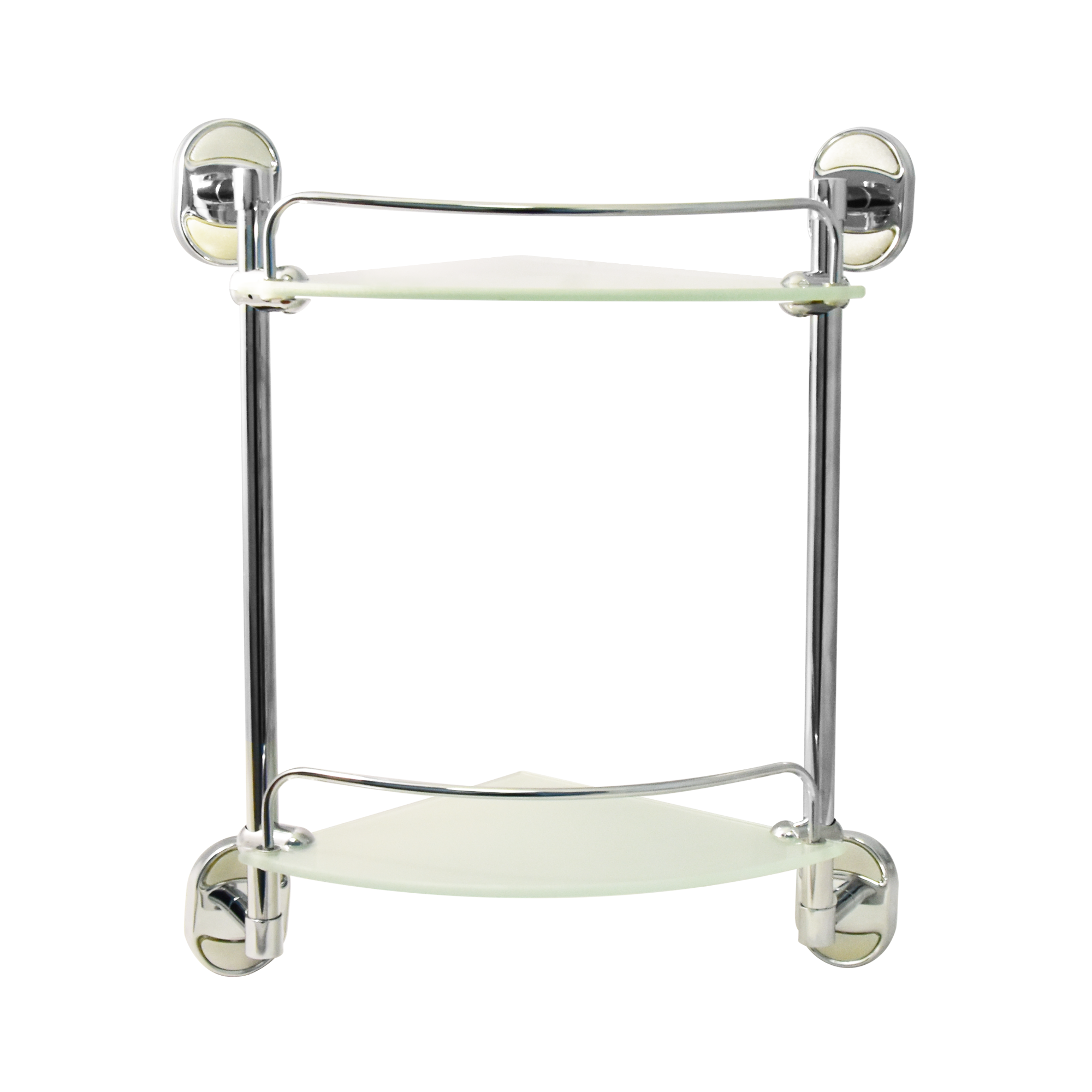 Полка стеклянная двухъярусная «Solinne», хром, стекло-сатин, Коллекция Element