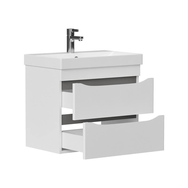 Тумба Lake 70, подвесная 2 ящ., белый/серый оникс (под раковину 9696-70), VOLNA