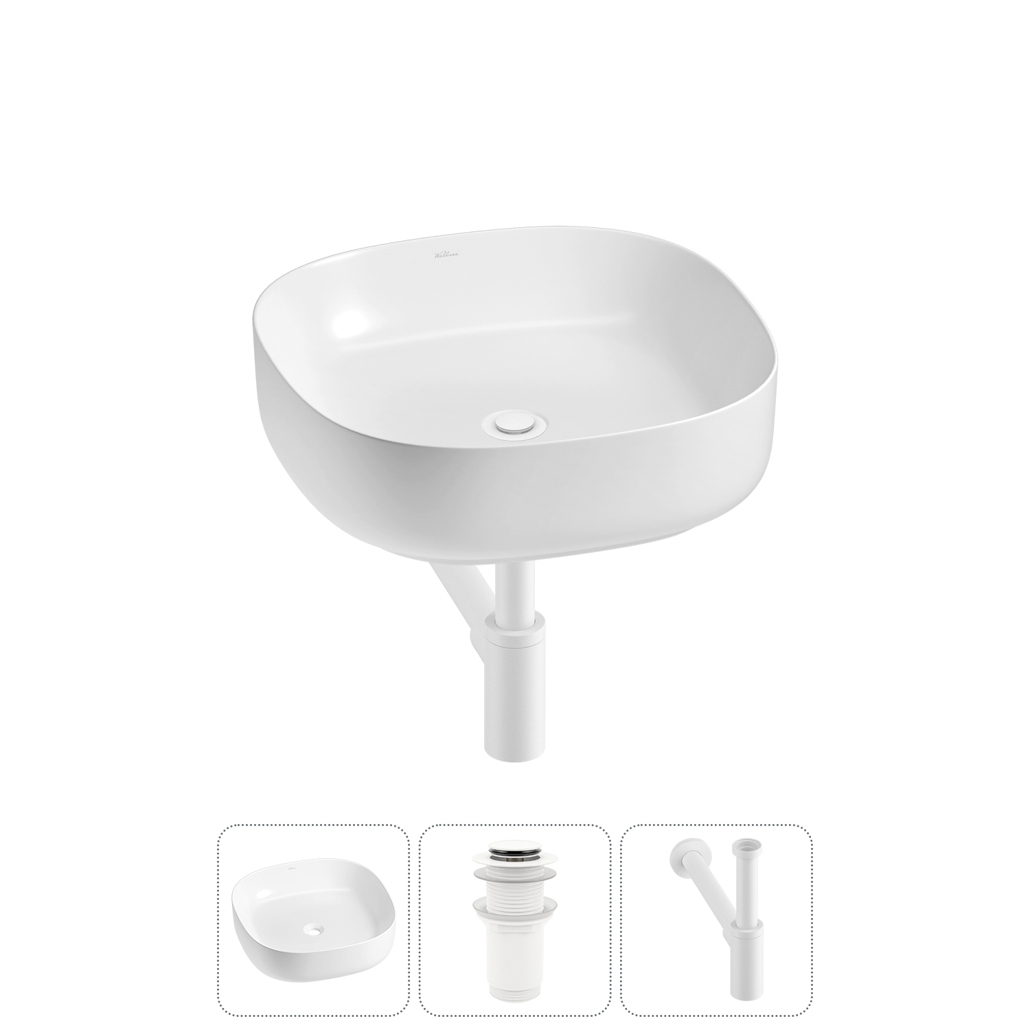 Накладная раковина для ванной комнаты Wellsee Belle Spa 3.0 20212696R в наборе 3 в 1: раковина белый