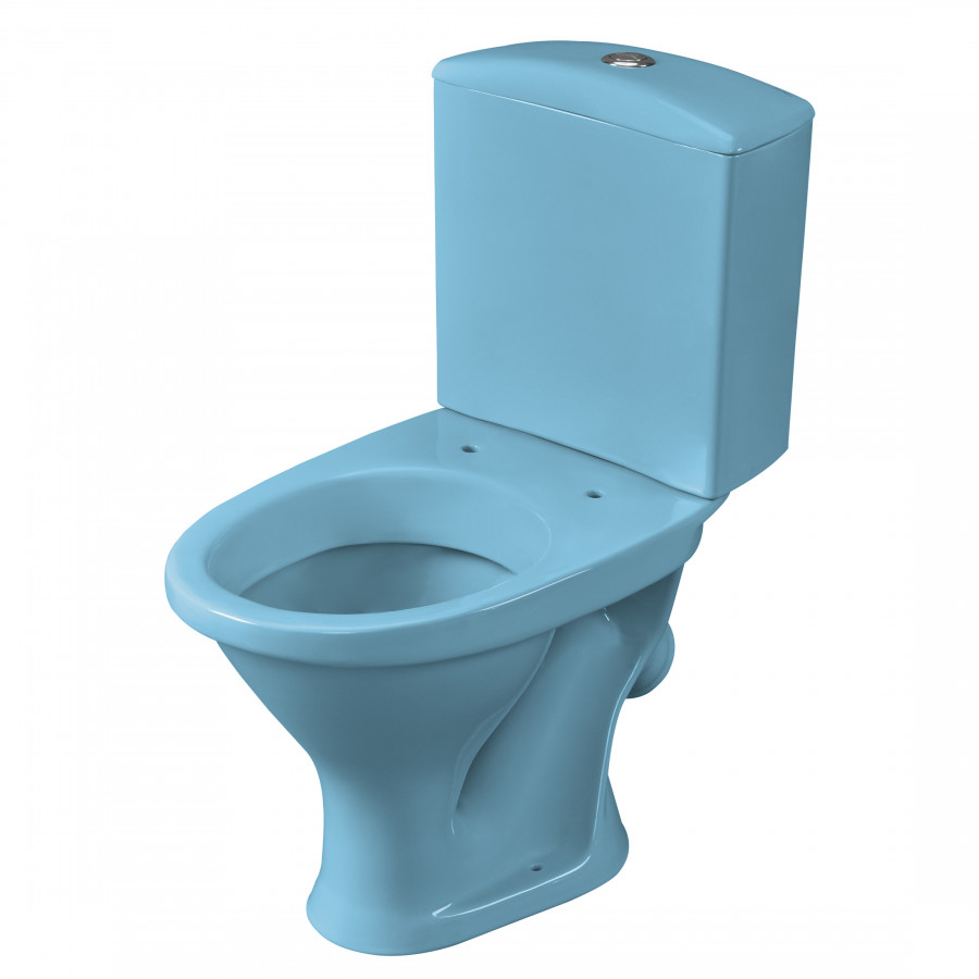 Унитаз-компакт "Вест" косой выпуск, с кнопочной арматурой и сиденьем, голубой SANTERI Унитаз-компакт "Вест" косой выпуск, с кнопочной арматурой и сиденьем, голубой SANTERI