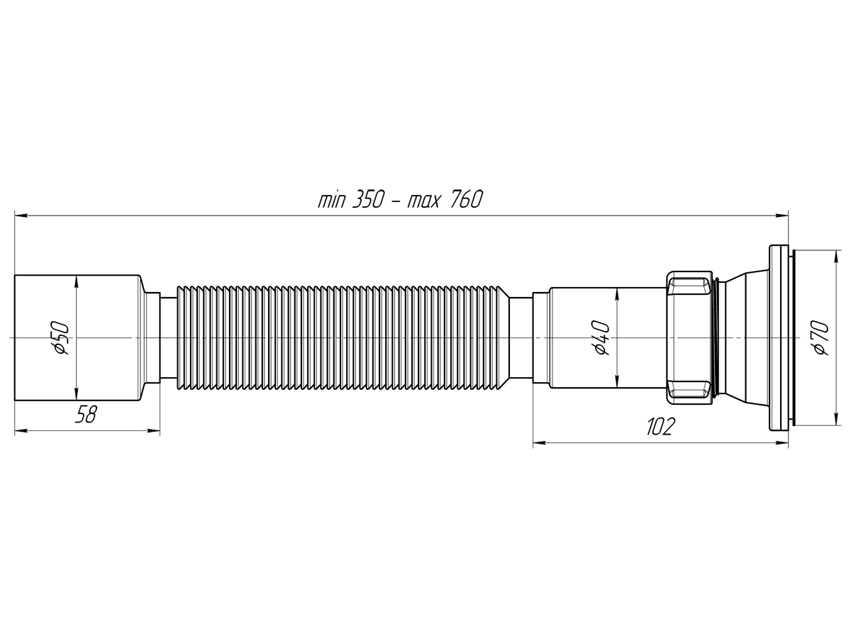 Сифон гофрированный 1 1/2"*50, ANI PLAST Сифон гофрированный 1 1/2"*50, ANI PLAST