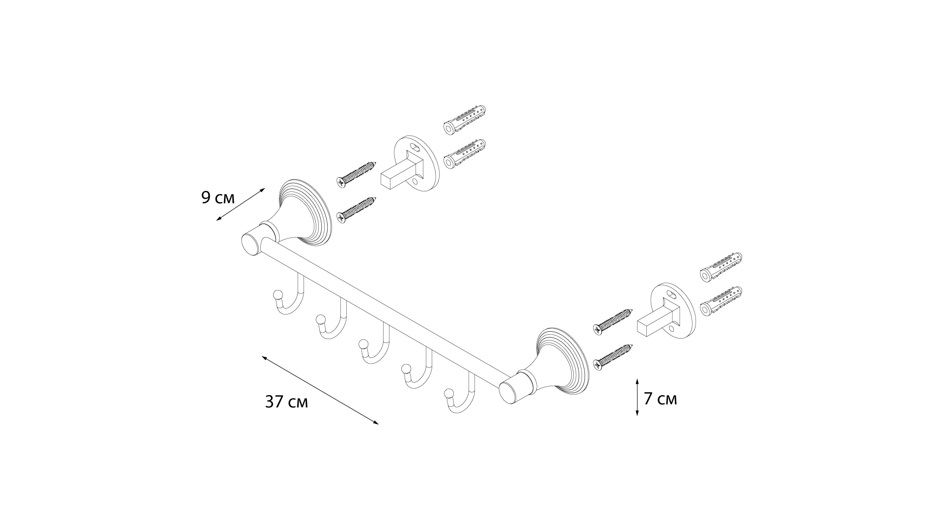 Планка 5 крючков FIXSEN Luksor (FX-71605-5B)