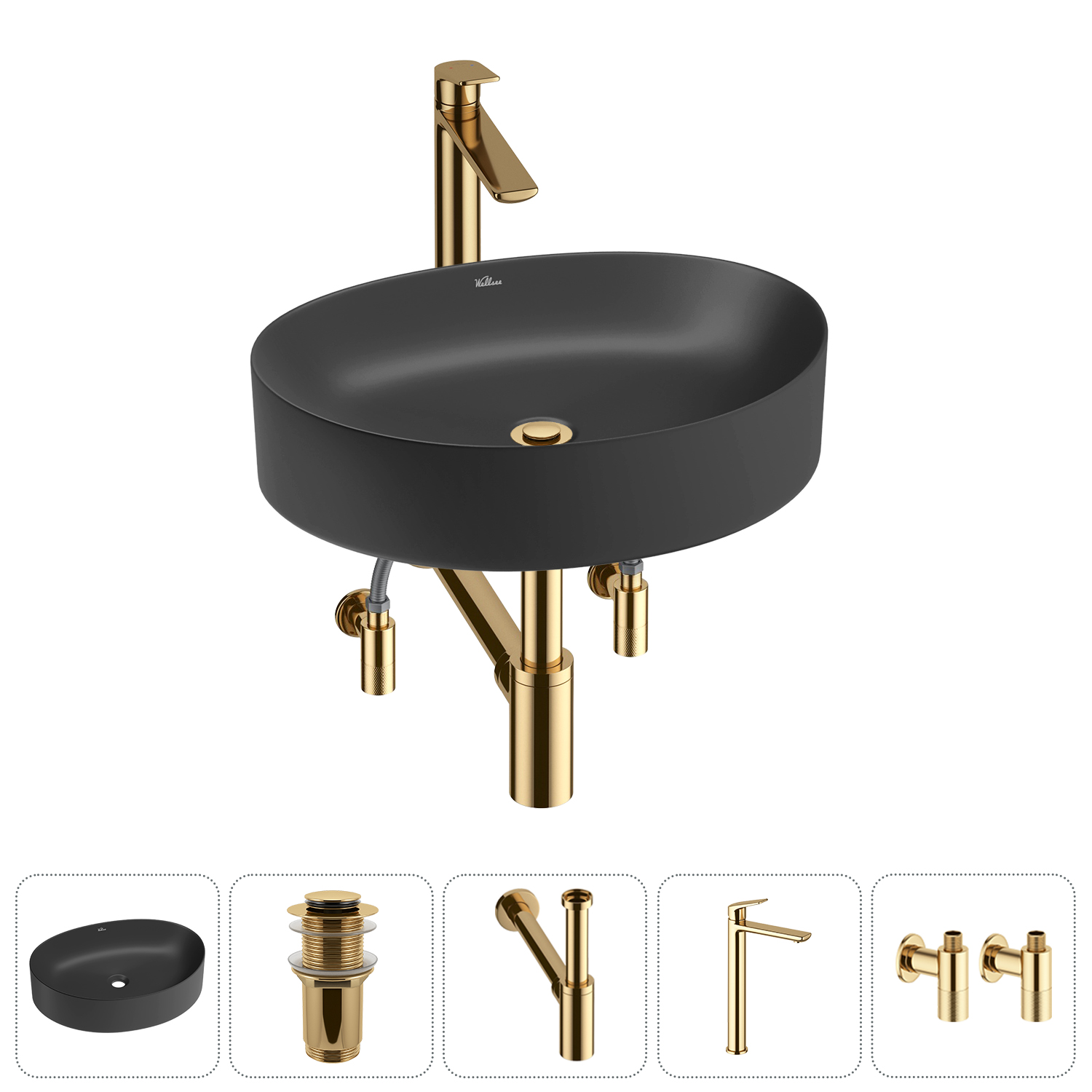 Накладная раковина для ванной комнаты Wellsee Belle Spa 2.0 20212604R в наборе 5 в 1: раковина матов