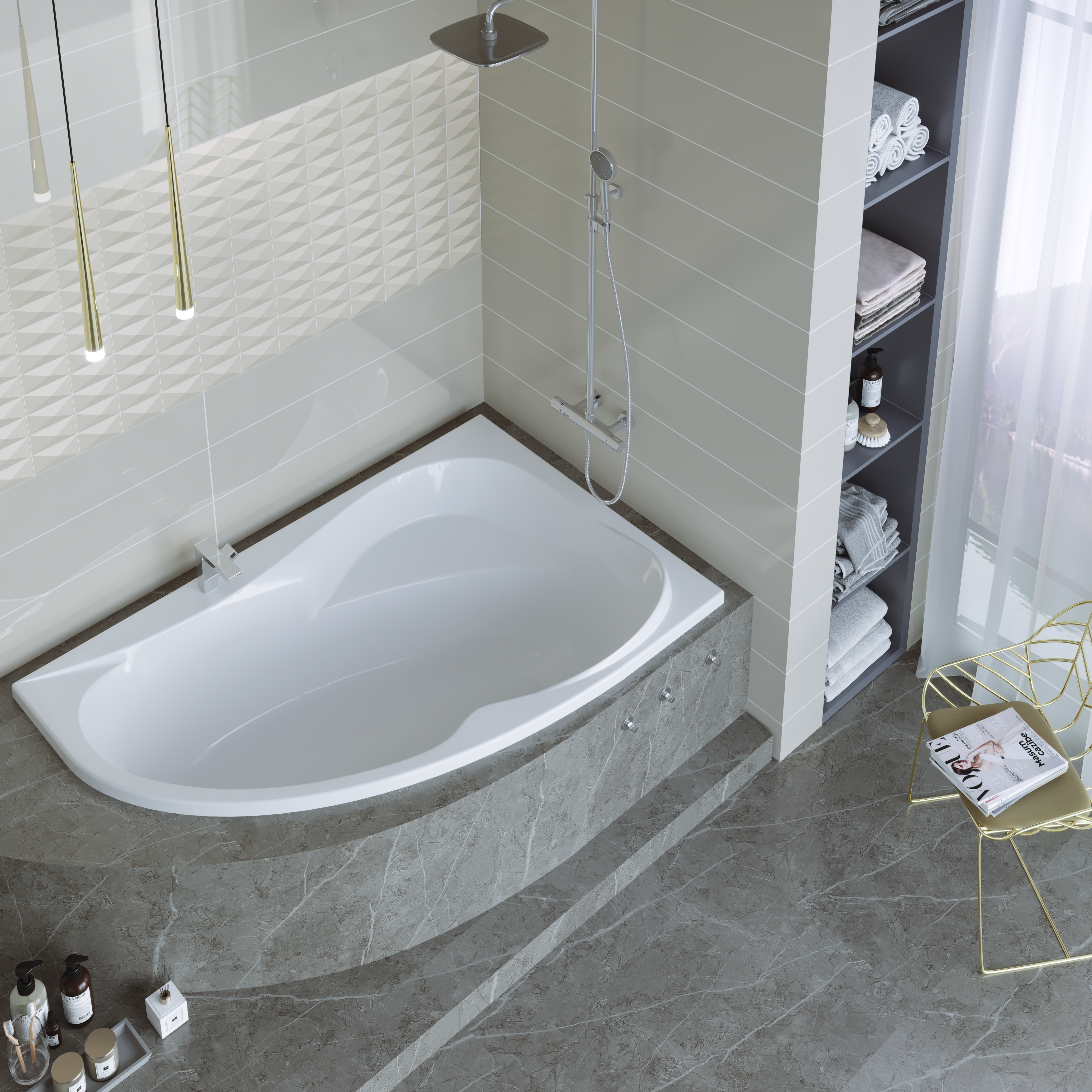 Ванна акриловая ALEX BAITLER LADOGA R 170*110  белая 