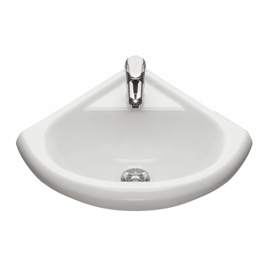 Умывальник угловой "Радиан" 40,5х37,4 см. с отв.1 сорт SANTERI Умывальник угловой "Радиан" 40,5х37,4 см. с отв.1 сорт SANTERI