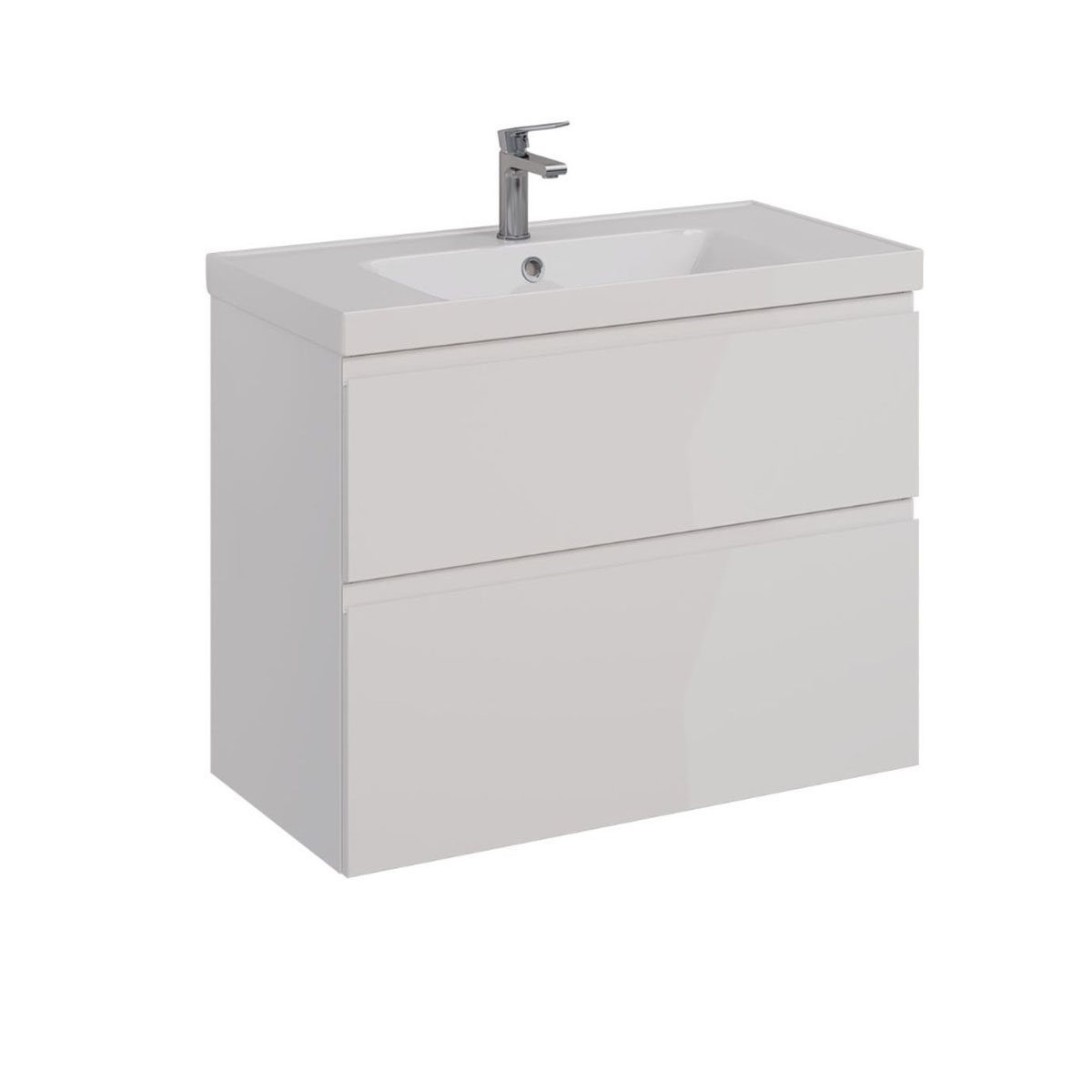Тумба Lemark VEON 90 см под 1 раковину, подвесная/напольная, 2 ящика, цвет корпуса, фасада: Белый гл