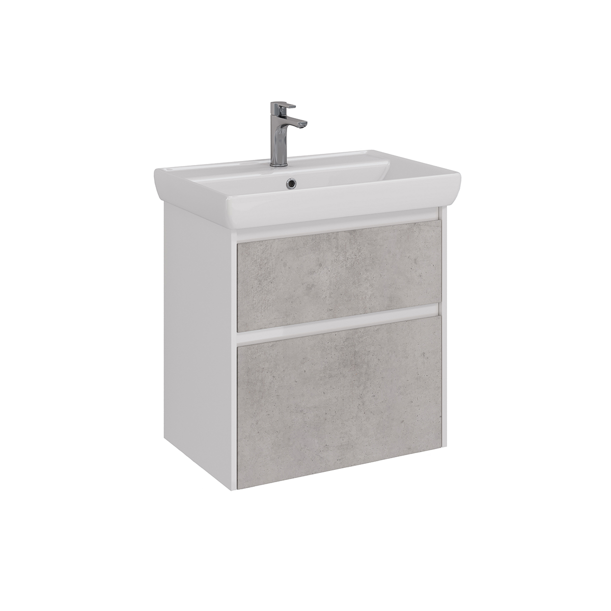 Тумба Lemark COMBI 70 см под 1 раковину, подвесная/напольная, 2 ящика, цвет фасада: Бетон, цвет корп