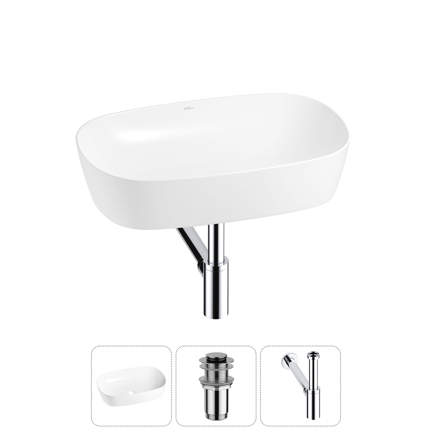 Накладная раковина для ванной комнаты Wellsee Ground Breaking 20212353R в наборе 3 в 1: раковина бел