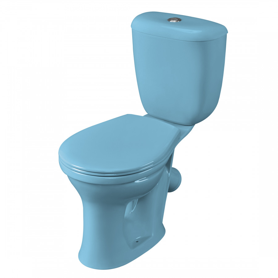 Унитаз-компакт Виктория косой выпуск, н/п., кноп. арматурой и сиденьем полипропилен, голубой SANTERI Унитаз-компакт Виктория косой выпуск, н/п., кноп. арматурой и сиденьем полипропилен, голубой SANTERI