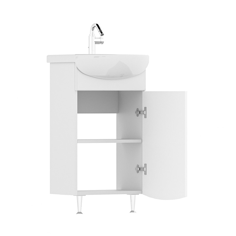 Тумба Adel 45, напольная, 1 дв., белая (под раковину Азов 45), VOLNA