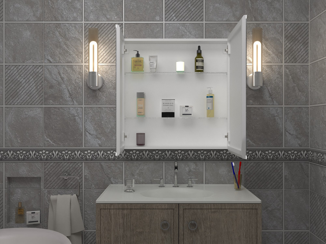 Зеркало-шкаф Emotion LED 800х800 с датчиком движения