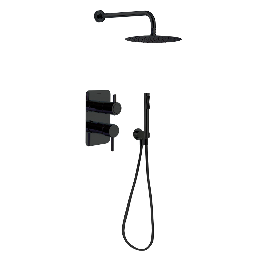 Встраиваемая душевая система с тропическим душем и душевым комплектом ODISEA K391512NM матовый черны