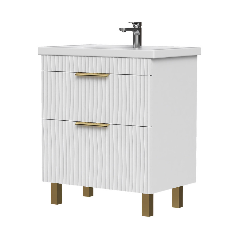 Тумба LottyGold 70, напольная, 2 ящ., белая (под раковину Фостер 70), VOLNA