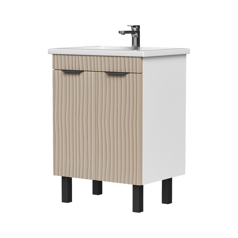 Тумба Lotti 60, напольная 2 дв., латте (под раковину Миранда 60), VOLNA