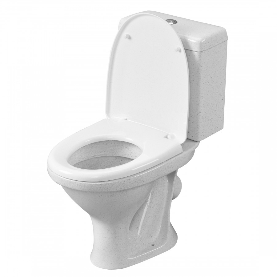 Унитаз-компакт "ФОРВАРД" косой вып.,с 1-реж.арм., сид. п/п Уклад,крап на белом, SANTERI  Унитаз-компакт "ФОРВАРД" косой вып.,с 1-реж.арм., сид. п/п Уклад,крап на белом, SANTERI