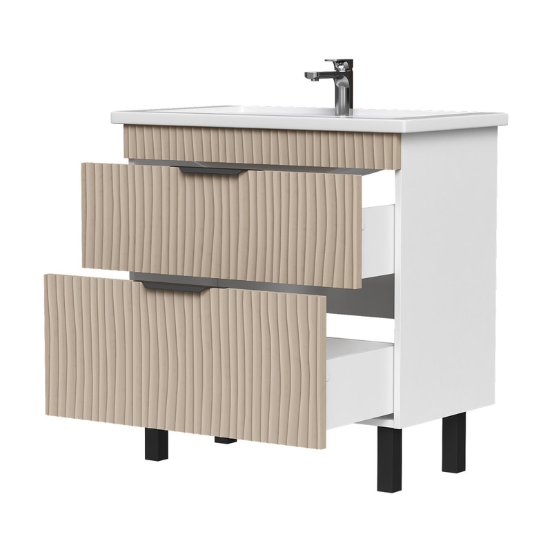 Тумба Lotti 80, напольная 2 ящ., латте (под раковину Миранда 80), VOLNA