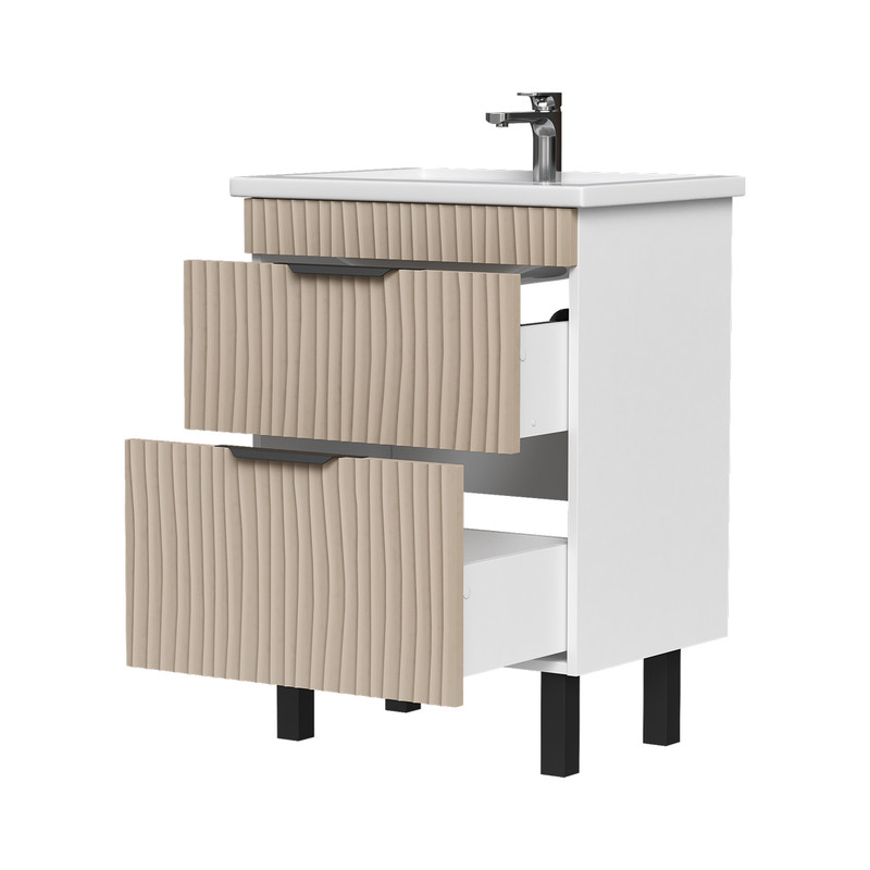 Тумба Lotti 60, напольная 2 ящ., латте (под раковину Миранда 60), VOLNA