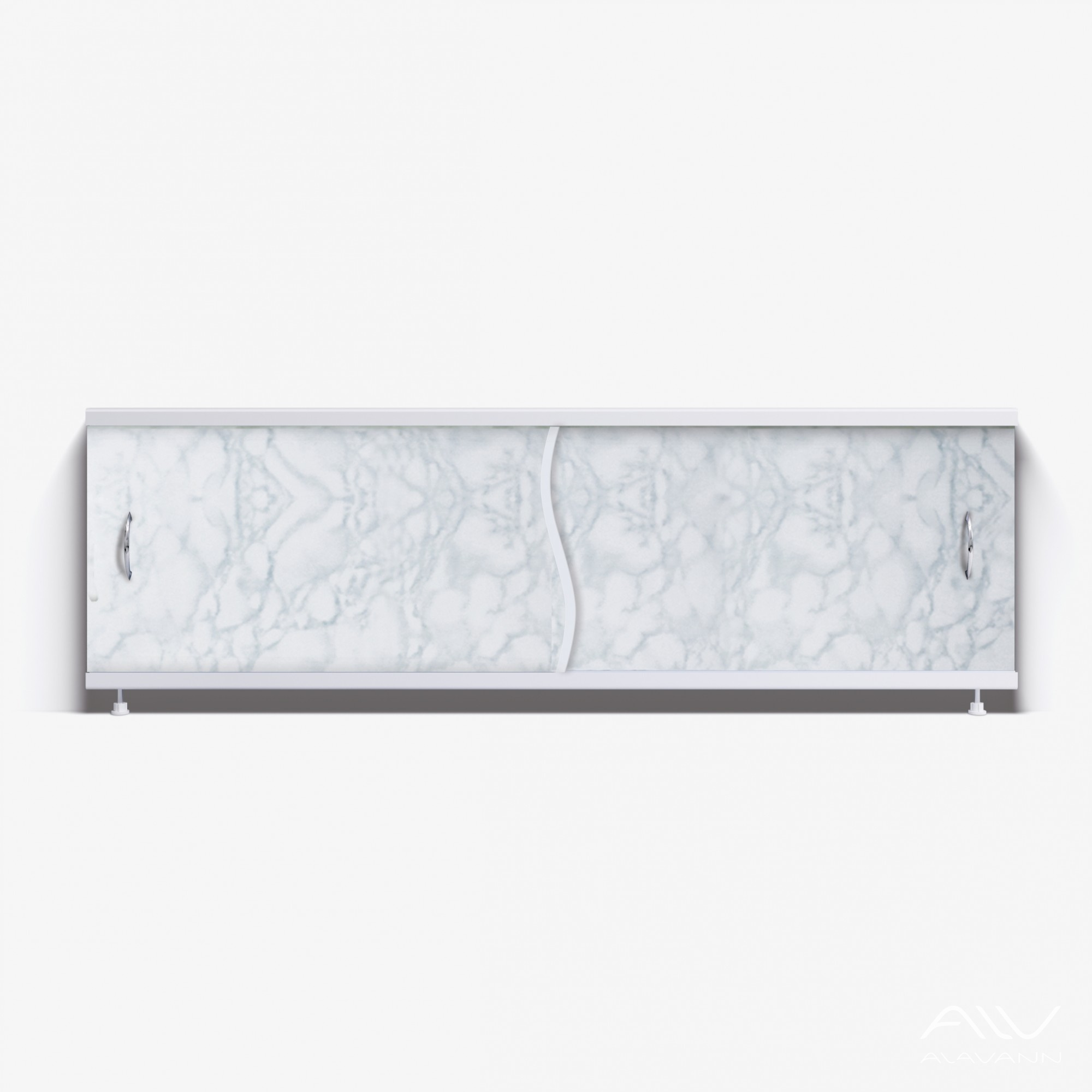 ПРЕМЬЕР Экран для ванны 170 см, полистирол,(светло-серый мрамор-015), ALAVANN