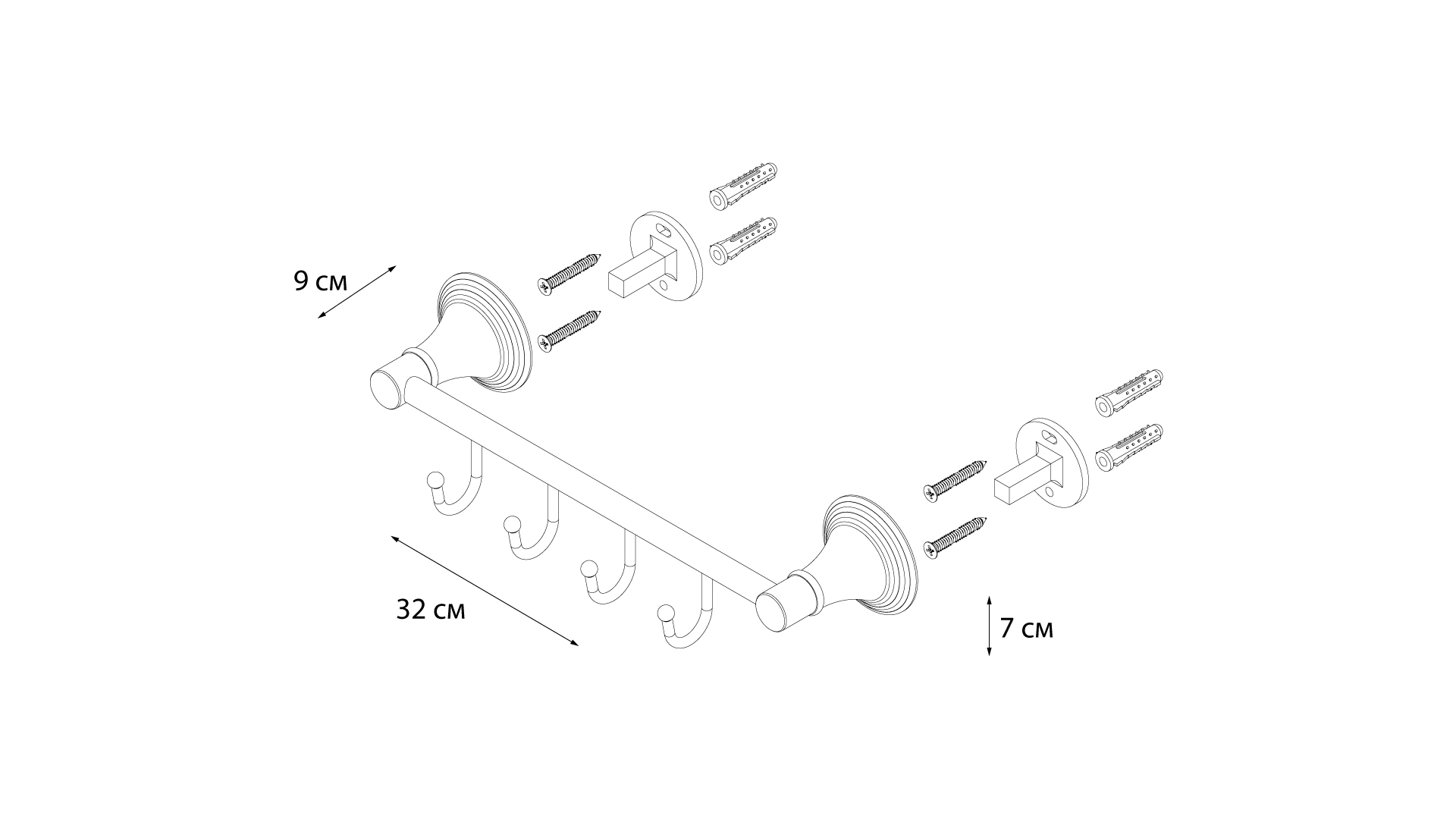 Планка 4 крючка FIXSEN Luksor (FX-71605-4B)