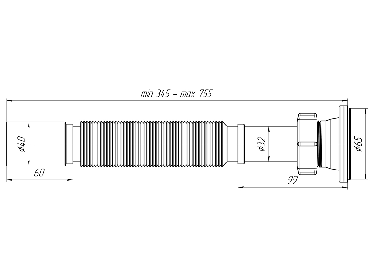Сифон гофрированный 1 1/4"*40, ANI PLAST Сифон гофрированный 1 1/4"*40, ANI PLAST