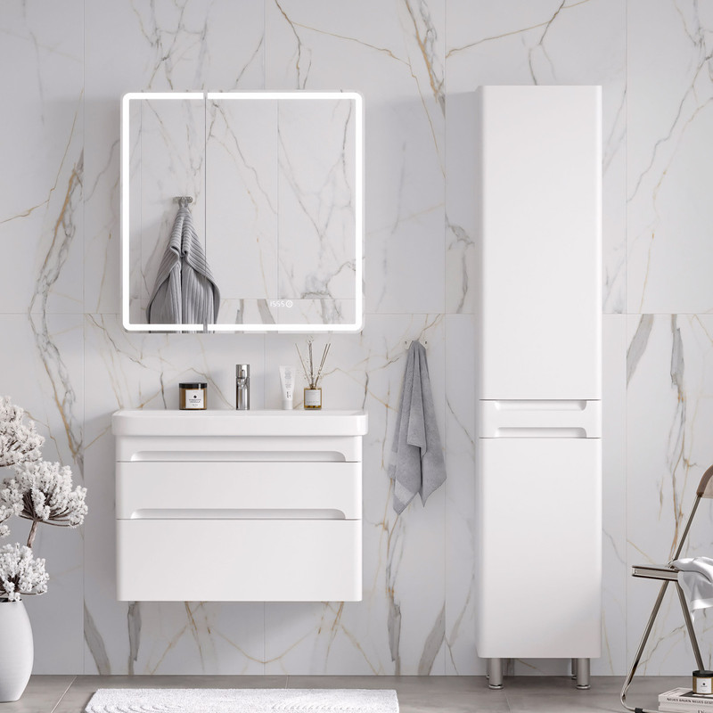 Пенал EQUIL Nice 40 напольный с корзиной белый
