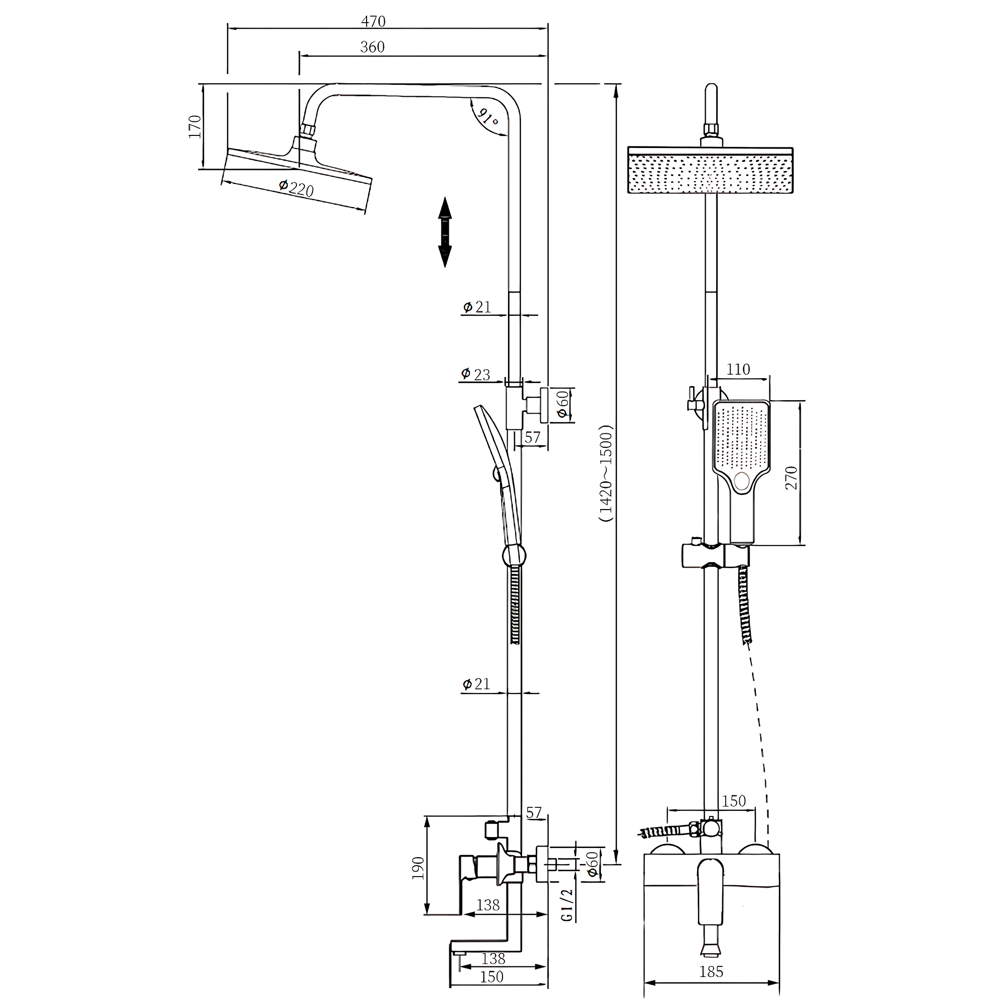 Душевая система TOKITO RAIN хром (TOK-RAI-1024CR)