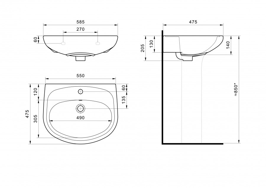 АНИМО Умывальник 60 см., хр.кольцо, крепление, САНТЕК АНИМО Умывальник 60 см., хр.кольцо, крепление, САНТЕК