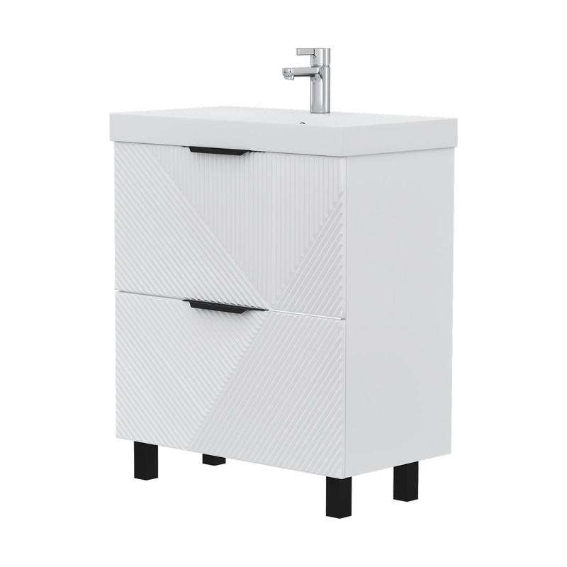 Тумба Geometry 70, напольная, 2ящ., белая (под раковину 9696-70), VOLNA