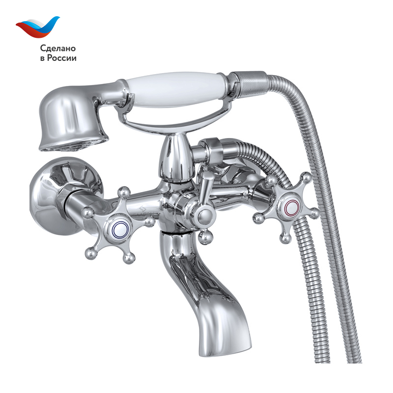 ГОРОД Смеситель для ванны с коротким литым изливом, двуручный, СЛАВЕН, И30