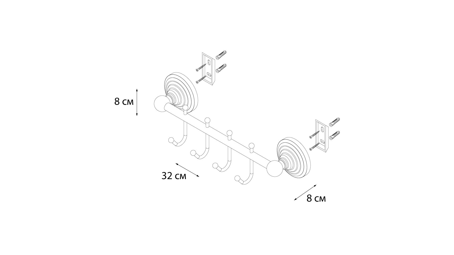 Планка 4 крючка FIXSEN Retro (FX-83805-4)