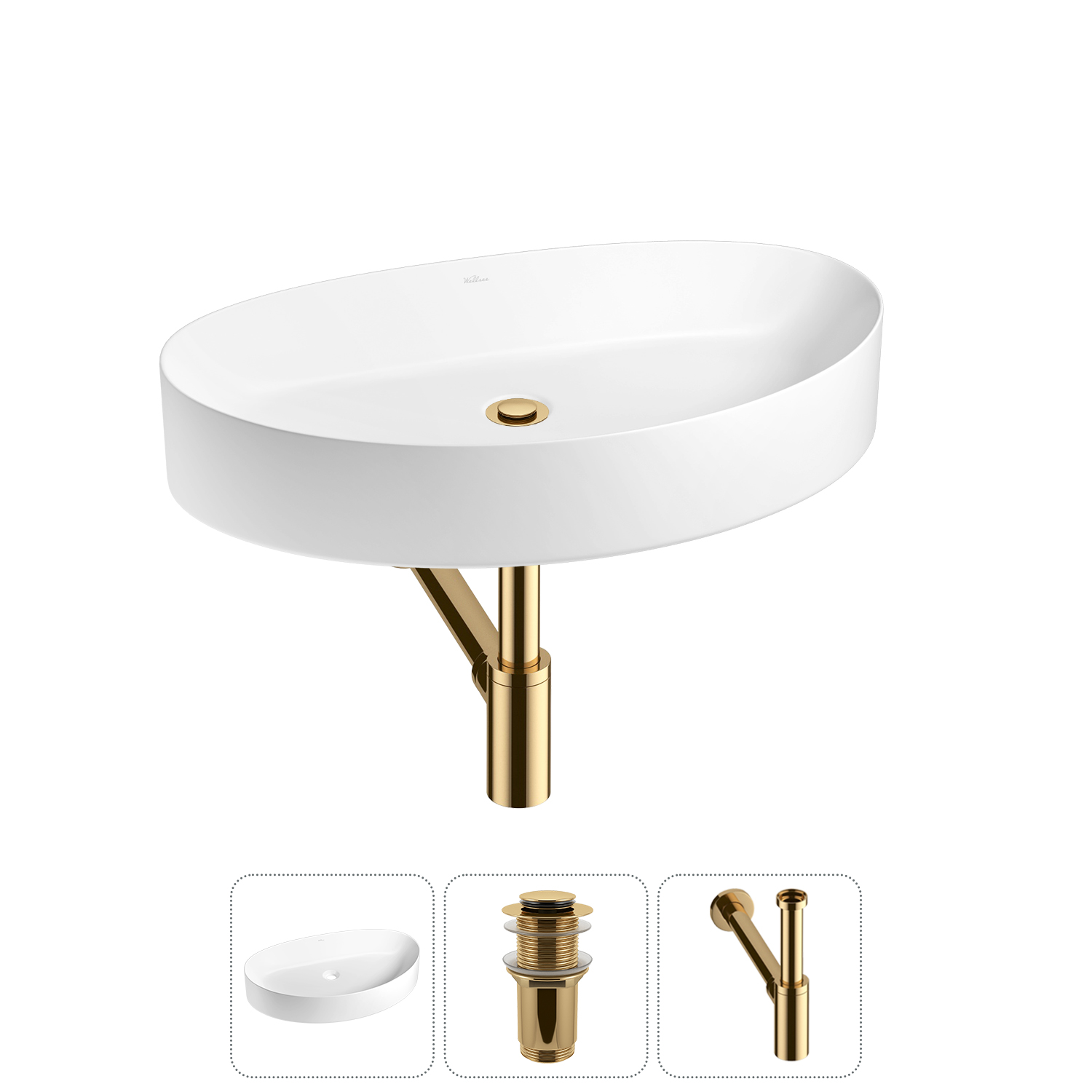 Накладная раковина для ванной комнаты Wellsee Belle Spa 2.0 20212611R в наборе 3 в 1: раковина белый