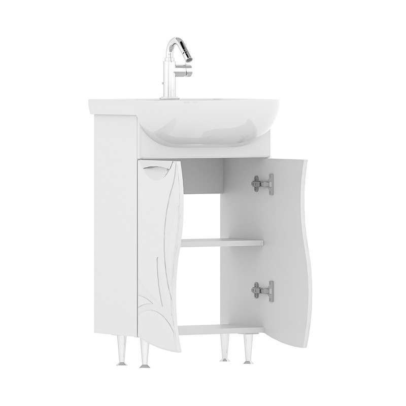 Тумба Adel 50, напольная, 2 дв., белая (под раковину Ладога 50), VOLNA