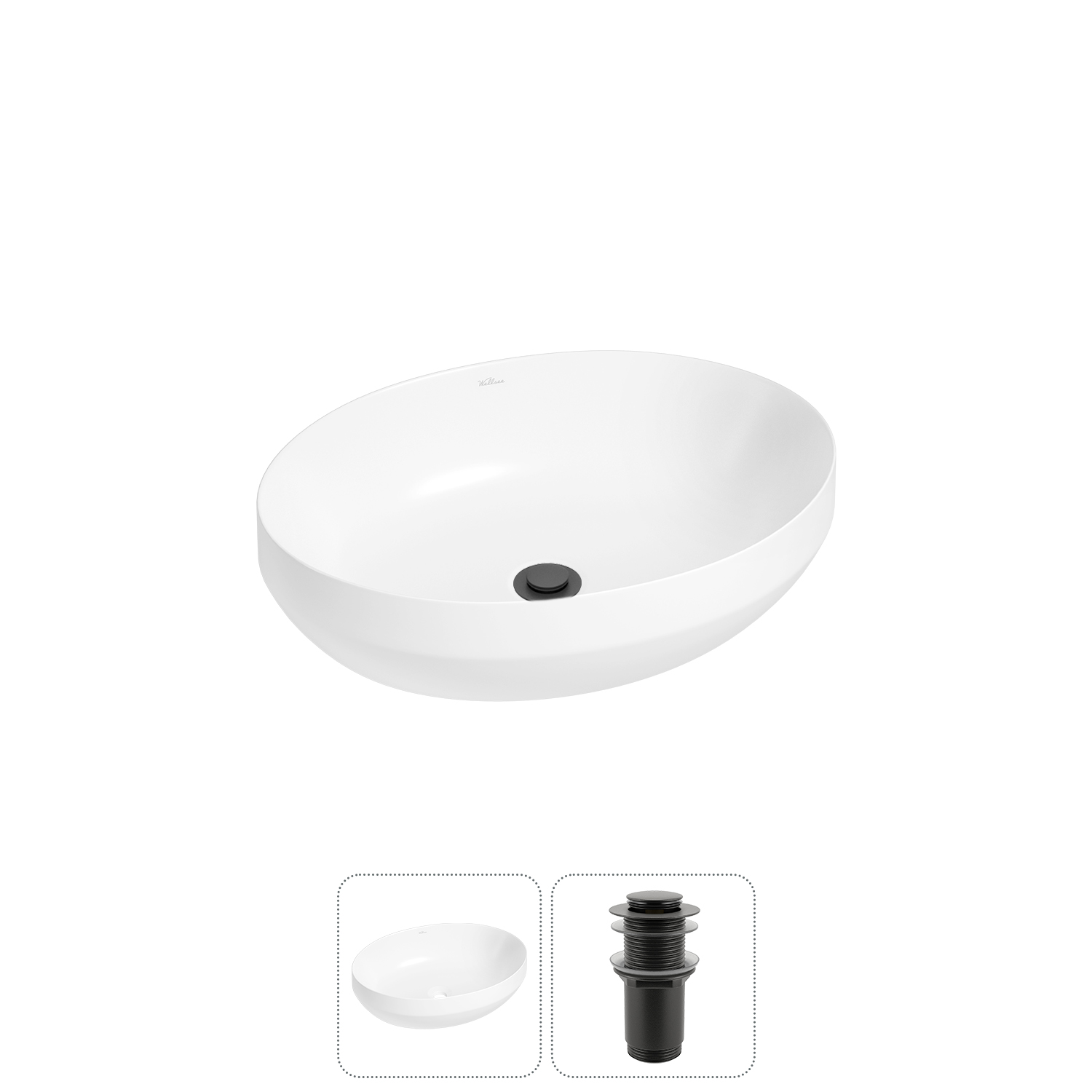 Накладная раковина для ванной комнаты Wellsee Air Gap R 20212390R в наборе 2 в 1: раковина белый гля