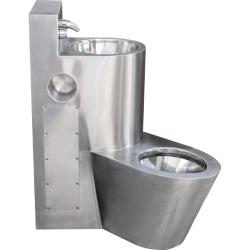 Туалет из нержавеющей стали с умывальником COMBI антивандальный левый настенный, шт Туалет из нержавеющей стали с умывальником COMBI антивандальный левый настенный, шт