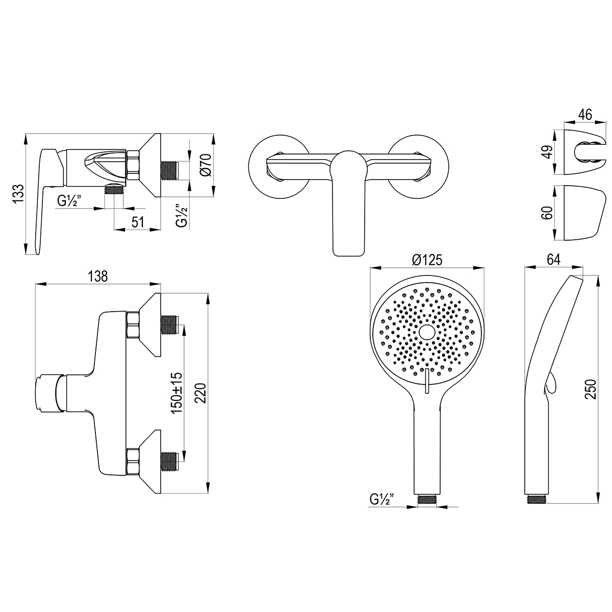 Смеситель DECOROOM DR28056 для душа