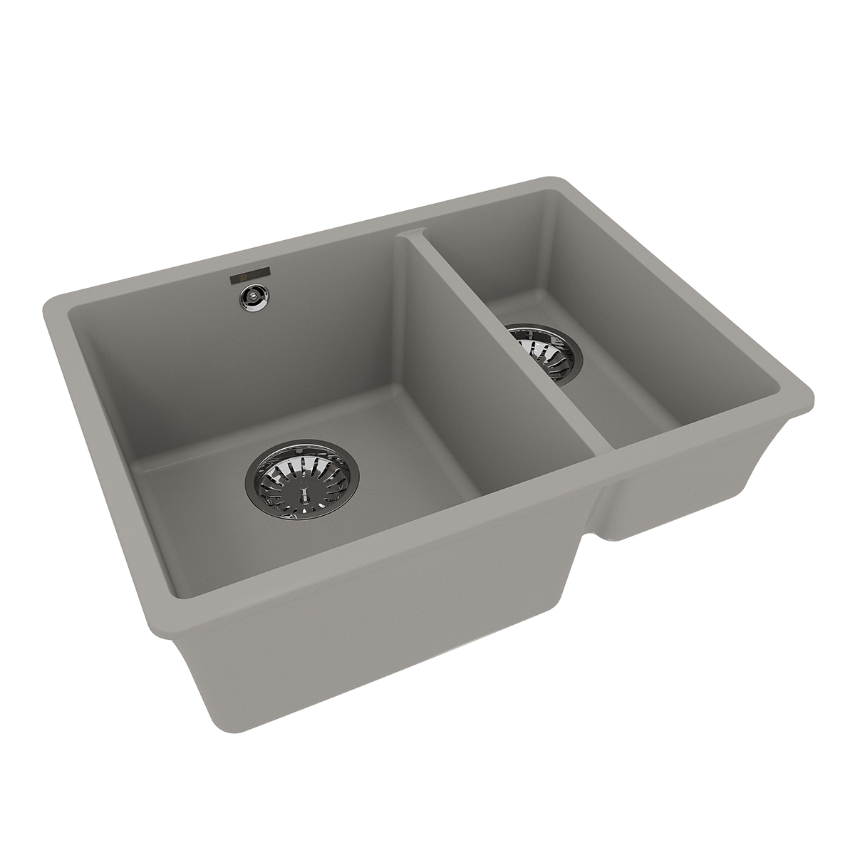 Кухонная мойка Lemark SINARA 550.2-U подстольного монтажа с доп.чашей из кварцгранита, Грей Кухонная мойка Lemark SINARA 550.2-U подстольного монтажа с доп.чашей из кварцгранита, Грей