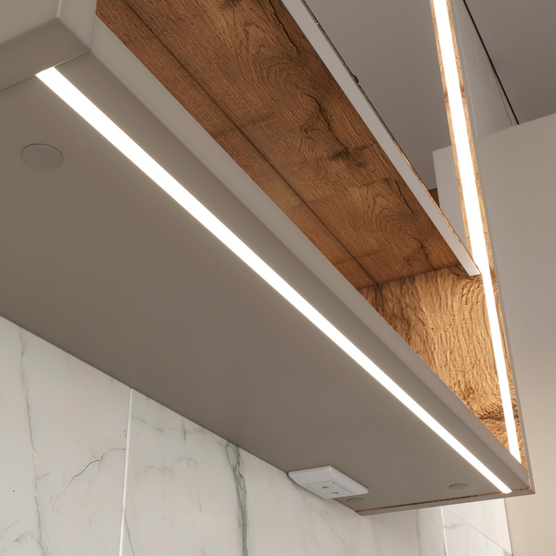 Шкаф зеркальный EQUIL Gleam 60, подвесной, 1 дв., амарок /дуб вотан/дуб вотан (szGLEAM.LED.60.1D-25)