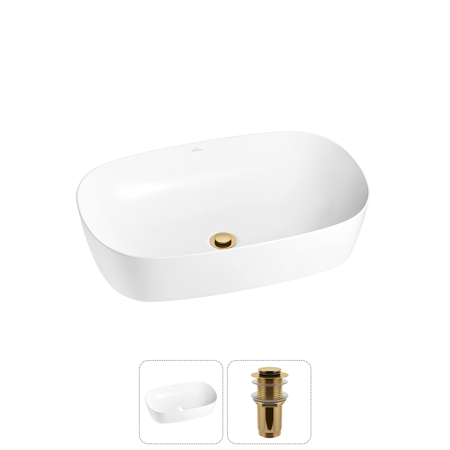 Накладная раковина для ванной комнаты Wellsee Ground Breaking 20212351R в наборе 2 в 1: раковина бел