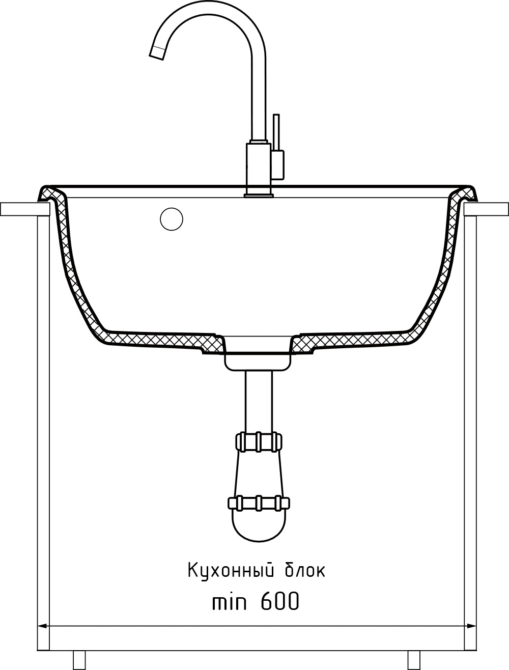 GRANFEST Мойка композит VERTEX, GF-V-580, чаша 580*500, терракот