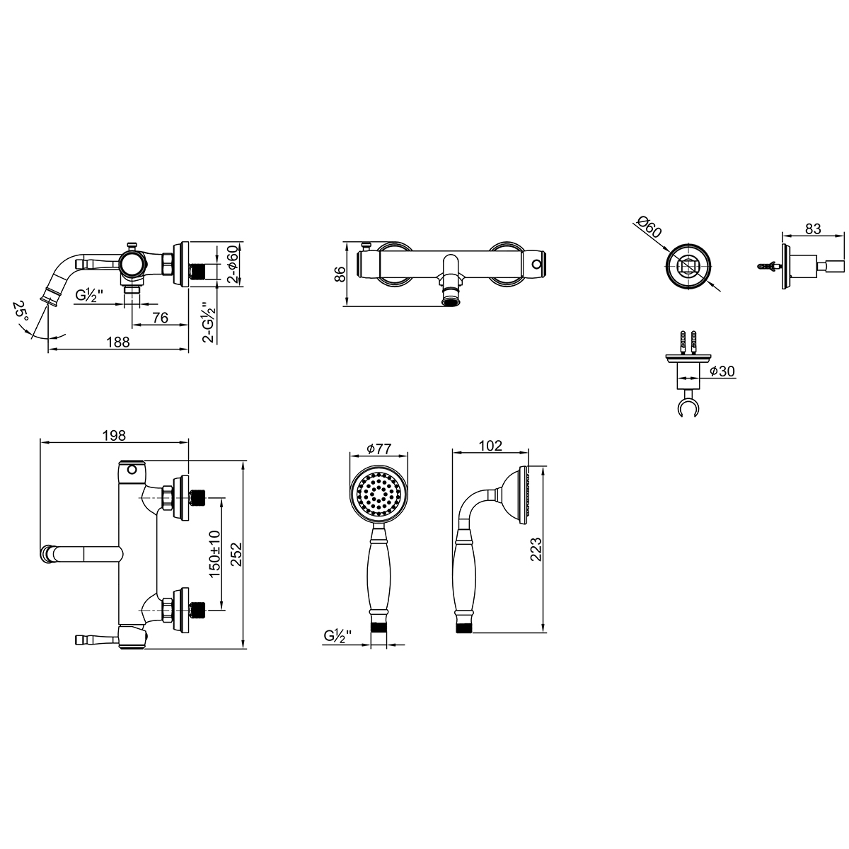 Смеситель Pushkin LMF-8622B-C для ванны