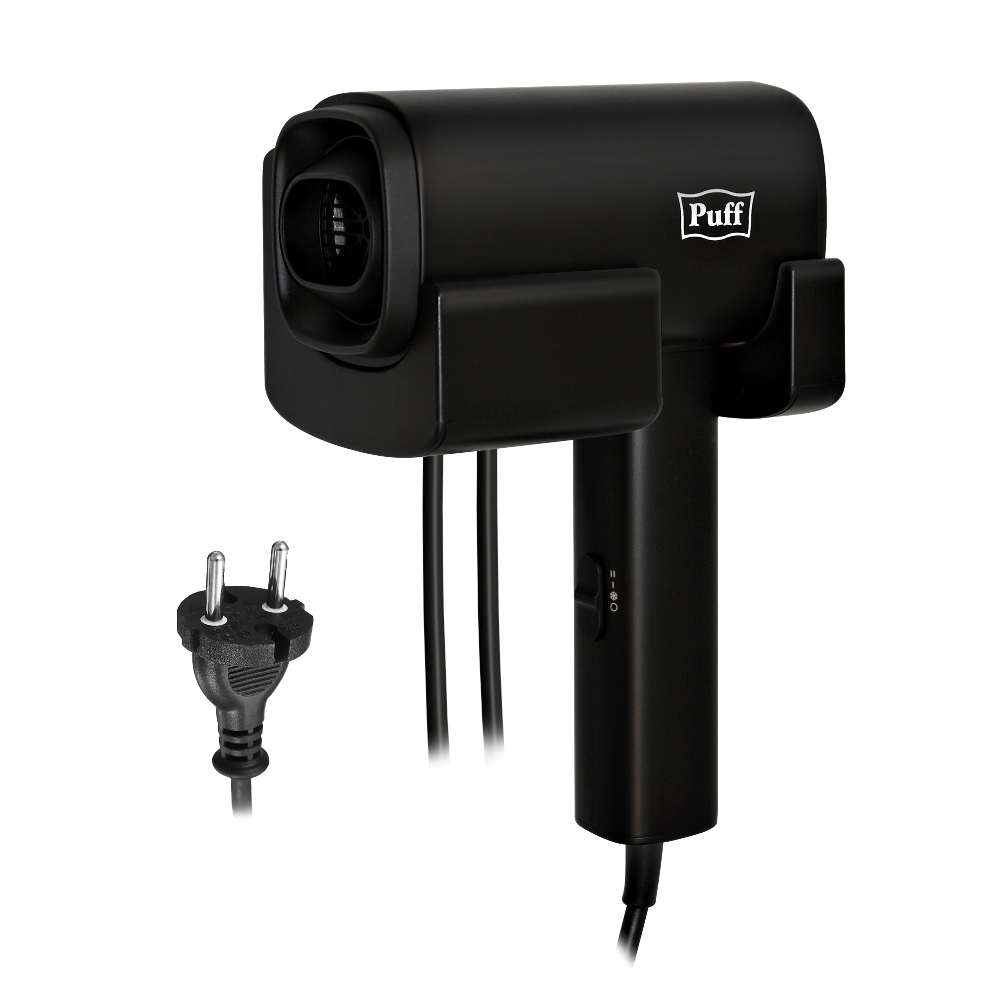 Фен для волос настенный PUFF-1601Вl черный матовый, 1,6 кВт (1405.012)