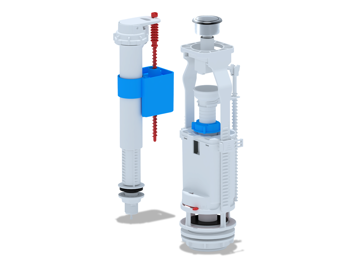 Набор с нижней подводкой 1/2пластик кнопка хром, ANI PLAST