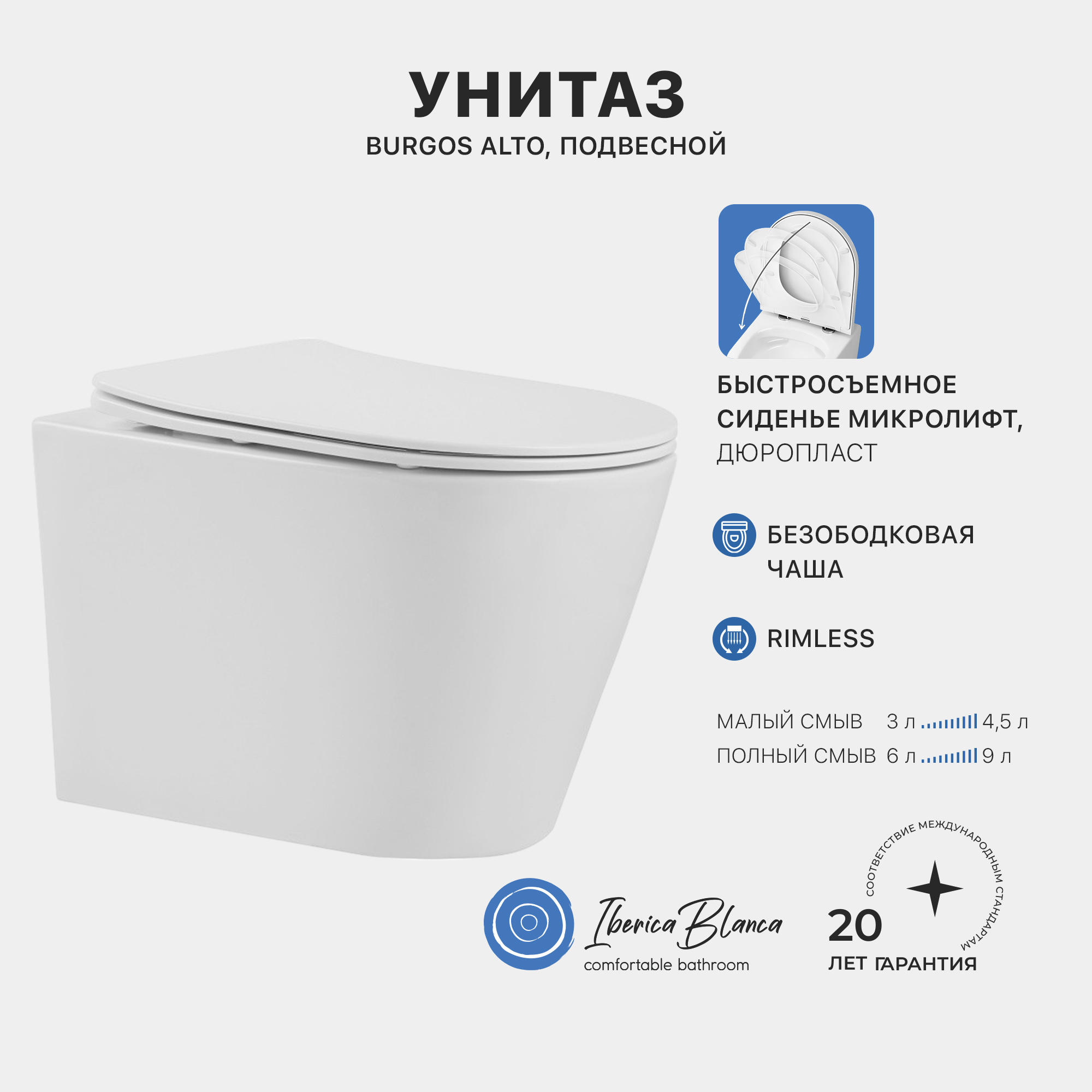 Промо комплект 3в1 IBERICA BLANCA SET.IB.004 (инсталляция, унитаз, кнопка смыва) Промо комплект 3в1 IBERICA BLANCA SET.IB.004 (инсталляция, унитаз, кнопка смыва)