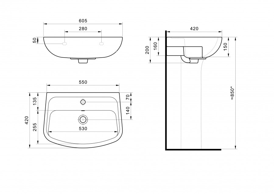 ЛОНГИ Умывальник 60см,белый,САНТЕК ЛОНГИ Умывальник 60см,белый,САНТЕК