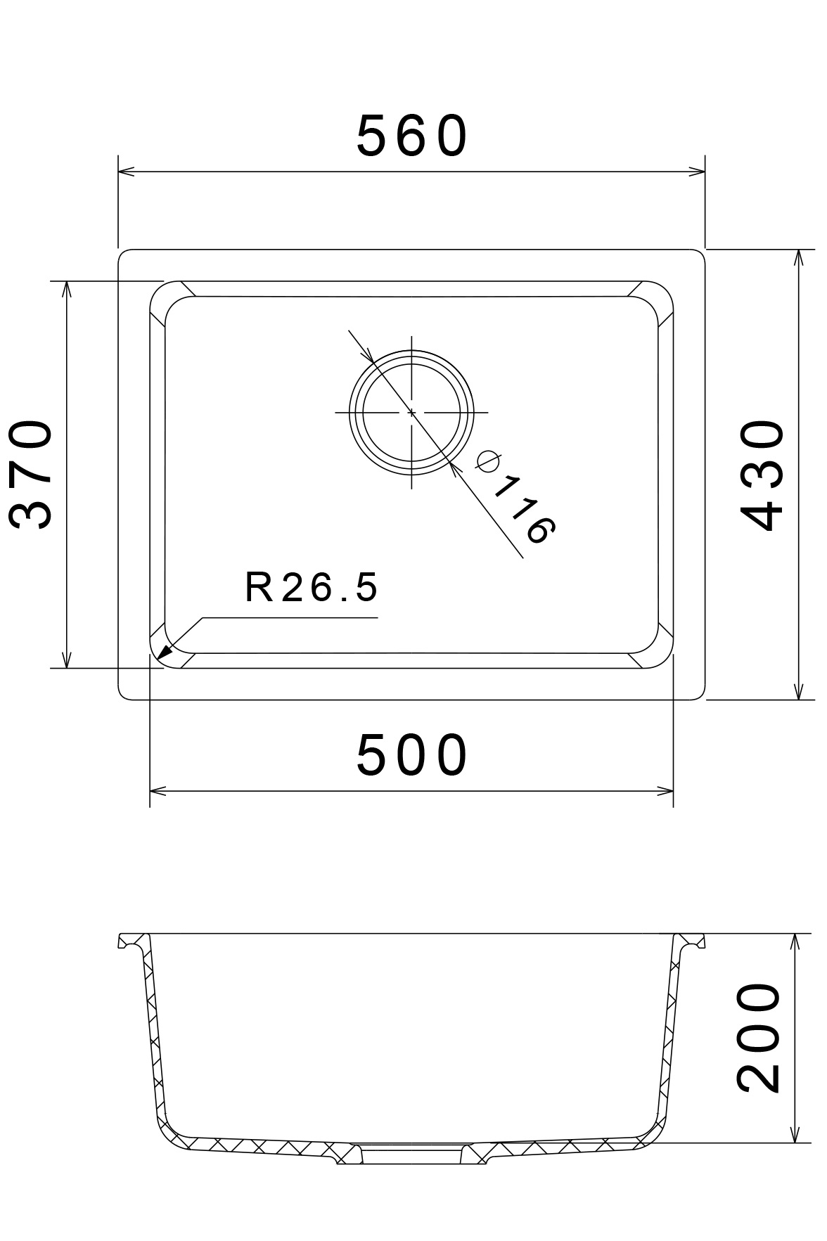 RIVELATO Мойка BERKANA 50 подст.монтаж 1-чаш 560*430 topazio арт.