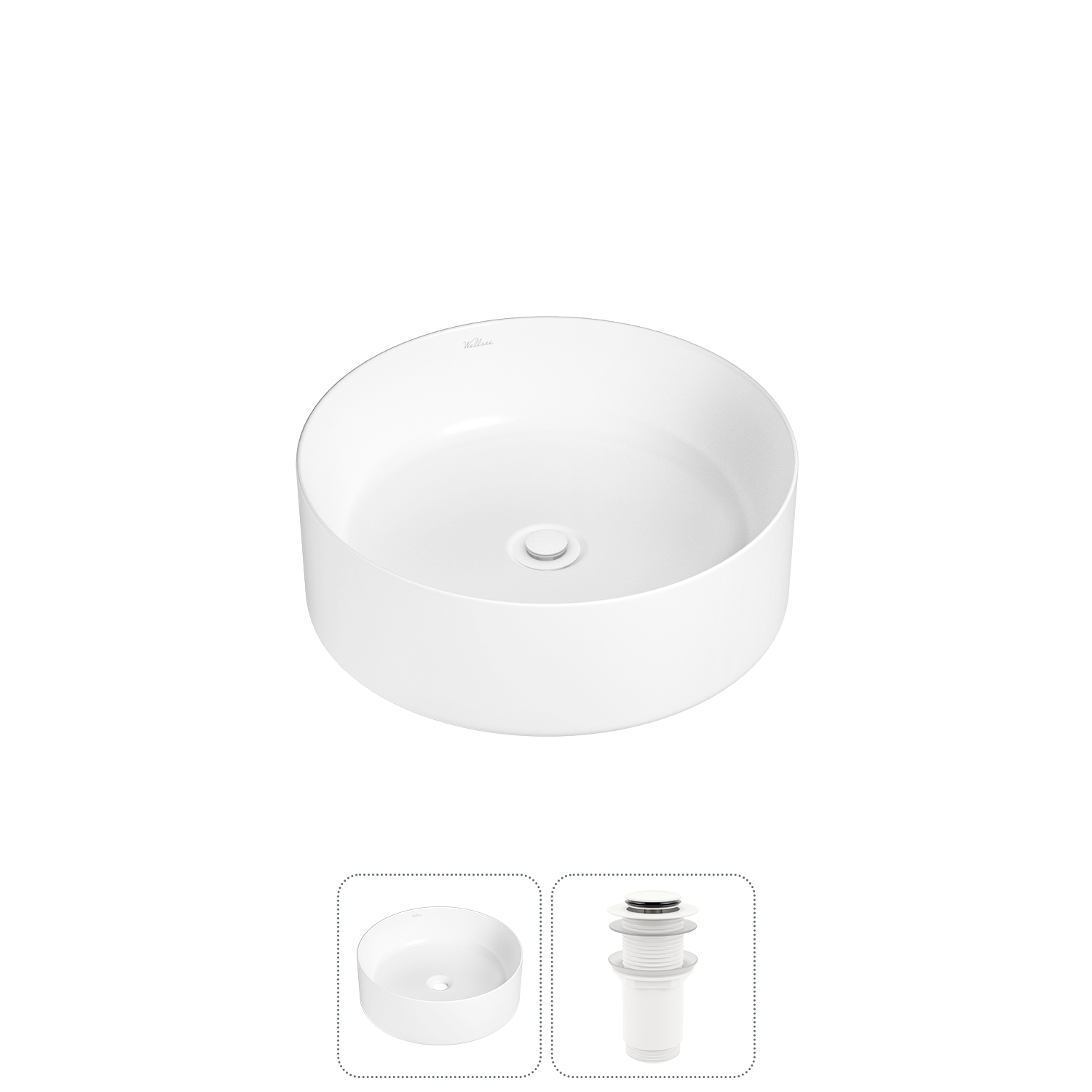 Накладная раковина для ванной комнаты Wellsee Belle Spa 20212144R в наборе 2 в 1: раковина белый гля