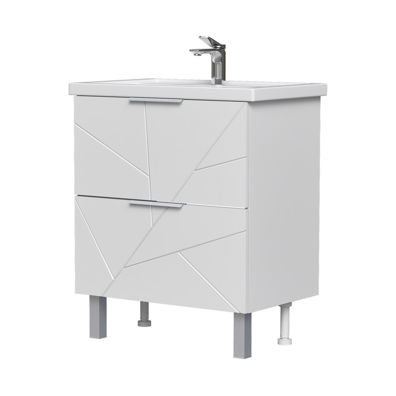 Тумба Twing 80, напольная, 2 ящ., белый (под раковину Фостер 80), VOLNA