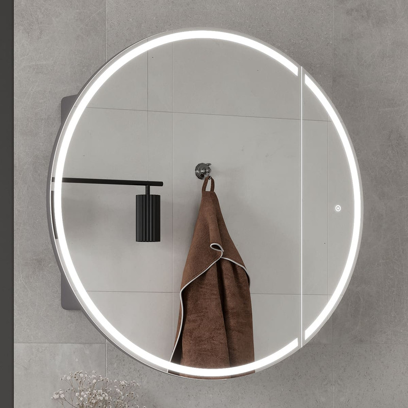 Зеркальный шкаф EQUIL Smile LED D800 подвесной графит софт
