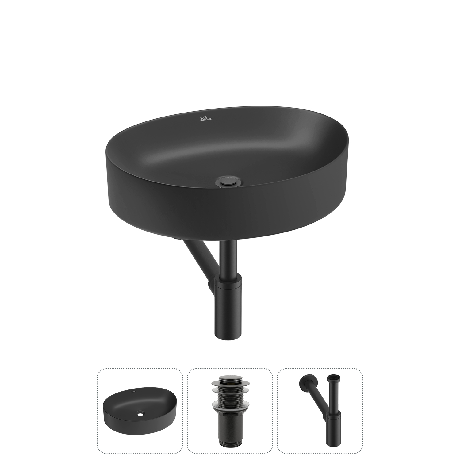 Накладная раковина для ванной комнаты Wellsee Belle Spa 2.0 20212597R в наборе 3 в 1: раковина матов