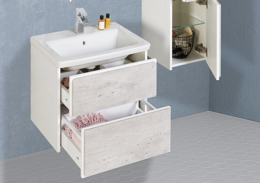 RONDA Тумба под раковину GAP 70, бетон/белый глянец, ROCA